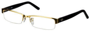 Rayban Golden Black Metal Rectangle Half Rim Eyeglass