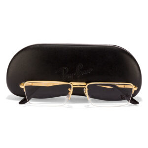 Rayban Golden Metal Square Half Rim Eyeglass - Image 7