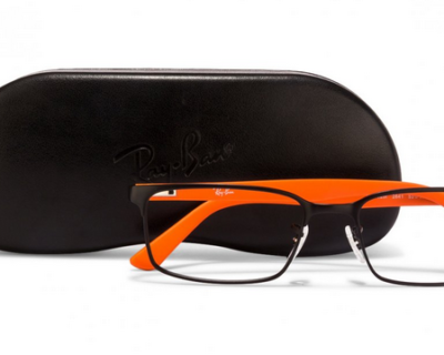 Rayban Black Orange Rectangle Full Rim Eyeglass