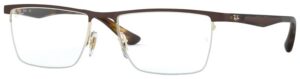 Rayban Brown Metal-Sheet Rectangle Half Rim Eyeglasses - Image 2