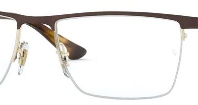 Rayban Brown Metal-Sheet Rectangle Half Rim Eyeglasses