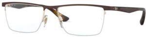 Rayban Brown Metal-Sheet Rectangle Half Rim Eyeglasses - Image 3