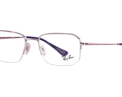 Rayban Silver Rectangle Half Rim Metal Eyeglasses