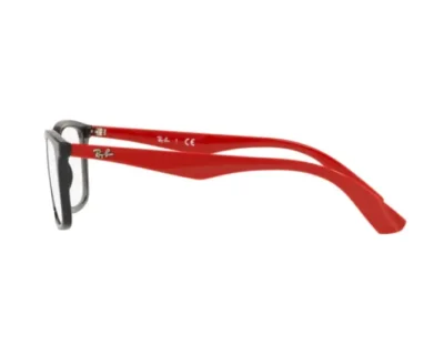 Rayban Black Red Rectangle Full Rim Eyeglasses