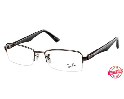 Rayban Gunmetal Rectangle Half Rim Eyeglasses