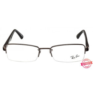 Rayban Gunmetal Rectangle Half Rim Eyeglasses