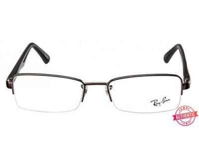 Rayban Gunmetal Rectangle Half Rim Eyeglasses